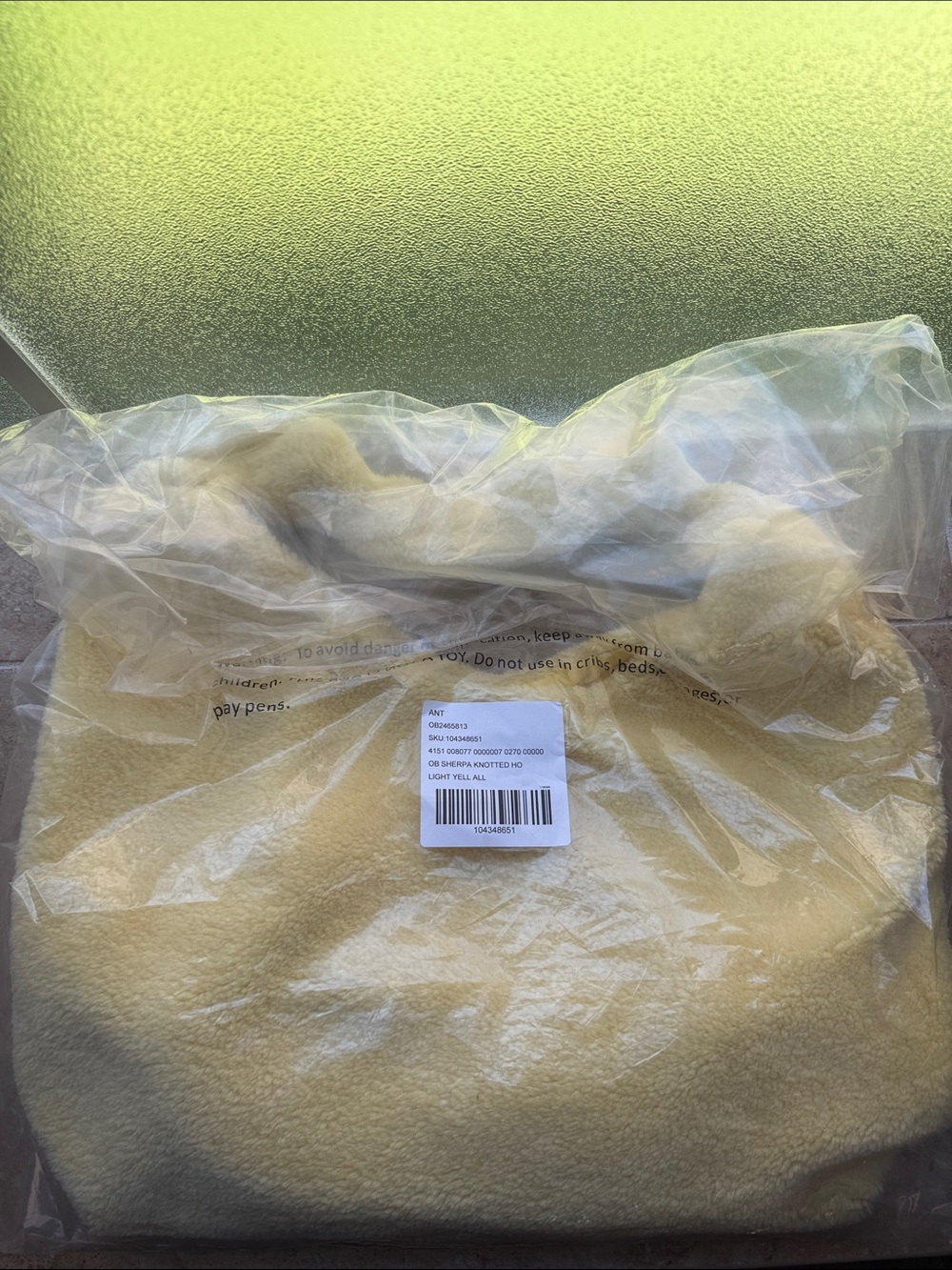 Anthropologie Love Knot Slouchy Bag & Zipper Pouch Sherpa Fleece Lemon Yellow - Picture 5 of 12